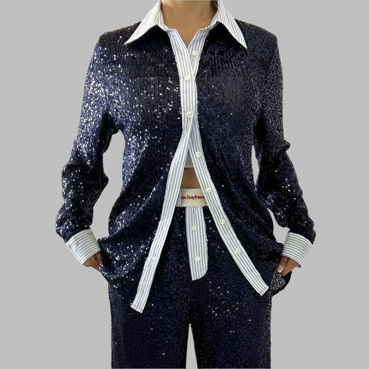 Ex-Boyfriend Sequin Blue Shirt